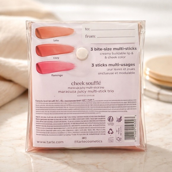 Tarte Maracuja Juicy Multi Stick Trio Lip & blush Gift Set Latte Cozy & Flamingo - Picture 2 of 7